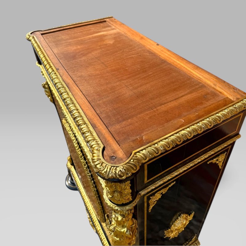 Antique French Napoleon III Ebonised Tortoiseshell Boulle & Marble Pier Cabinet - Image 13